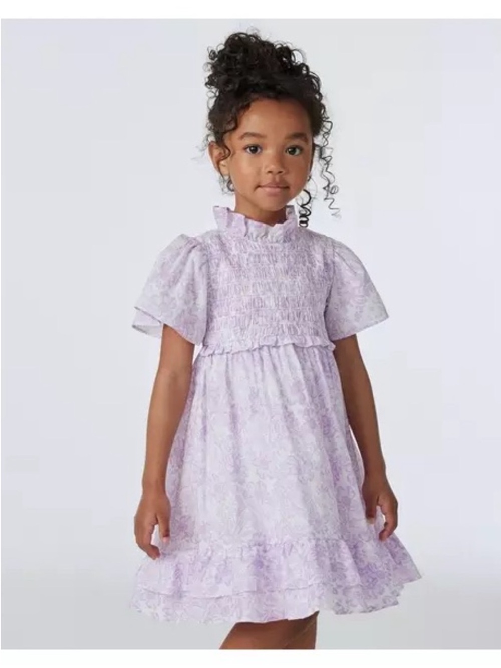 Janie and Jack Lilac Floral Smocked Ruffle Dress